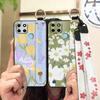 Dirt-resistant Fashion Design Phone Case For OPPO Realme C21Y/C25Y Waterproof Phone Holder Wrist Strap Kickstand Lanyard