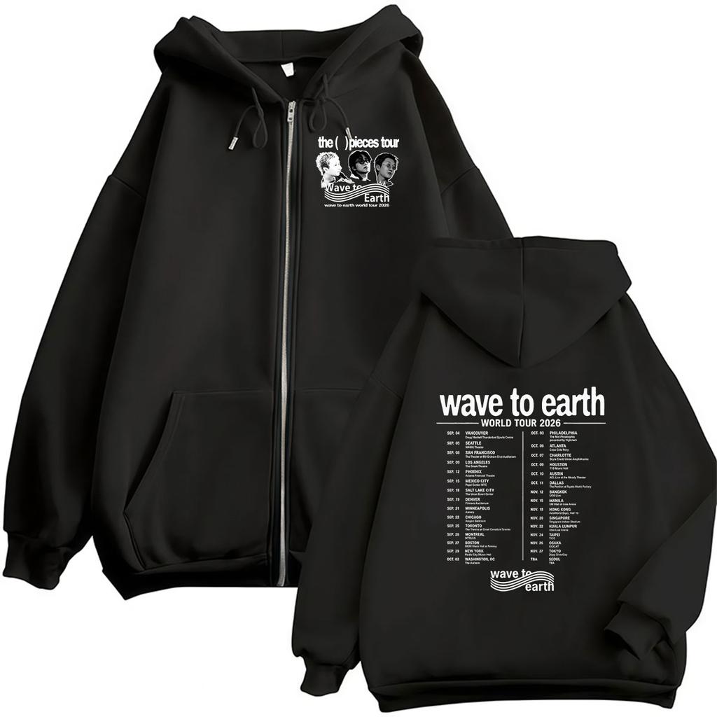 Kpop Band Wave To Earth The Pieces World Tour Zipper Hoodie Men Hip Hop Gothic Fashion Pullover Coats Sweatshirt Streetwear