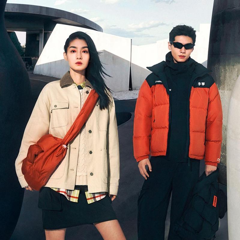 Li Ning Sports Fashion Series Ретро рабочая куртка с несколькими карманами унисекс куртка Fog-хаки AFDUC53-1