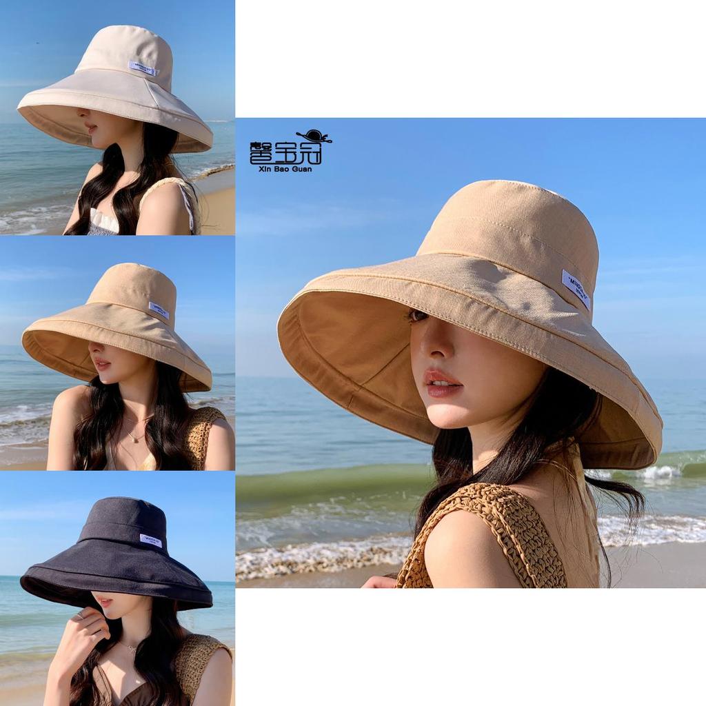 Summer Wide Brim Sunhat For Women Polyester Sun Protection Outdoor Beach Fashion Accessory
