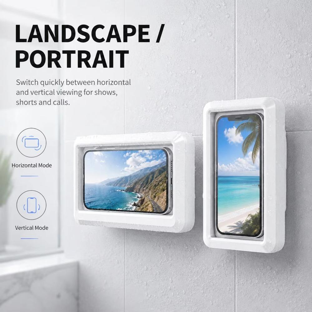 Shower Phone Holder Waterproof Anti Fog Touch Screen Case for Bathroom Universal Wall Mounted Phone Box for Bathtub Kitchen2