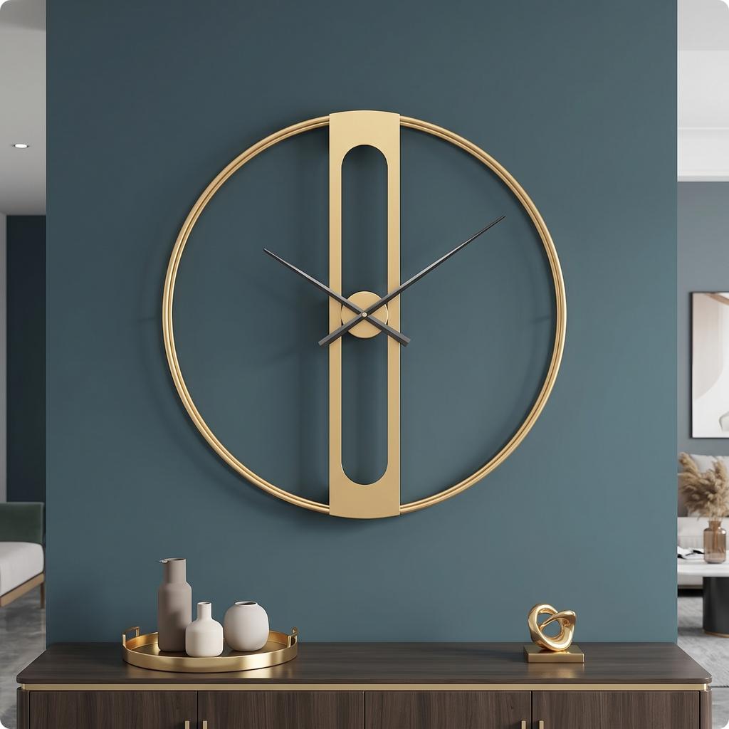 Metal Wall Clock Decorative Geometric Wall Clock Contemporary Accurate for Homeowners, Living Room, Bedroom