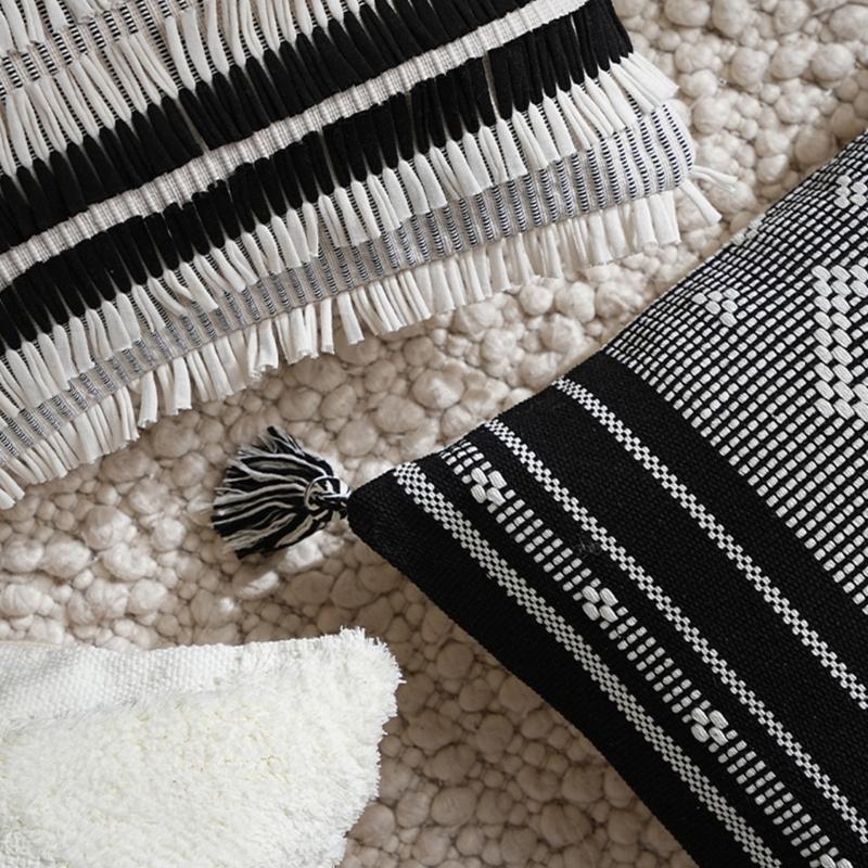 Наволочка Геометрический жаккард Наволочка Хлопок Стирающаяся ткань Чехол для подушки 45х45см Украшение для гостиной