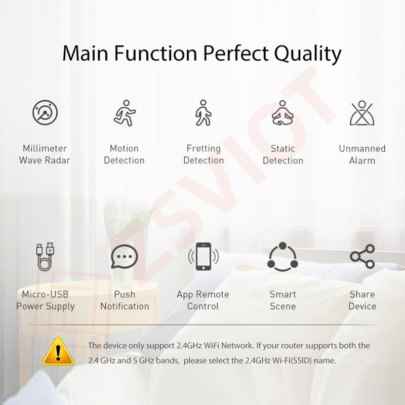 Tuya Smart 5,8 ГГц WiFi Датчик движения Радар для обнаружения человека в реальном времени