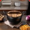 Чугунный суповой горшок и вок Zhi Shi с антипригарным покрытием и крышкой из пихтового дерева