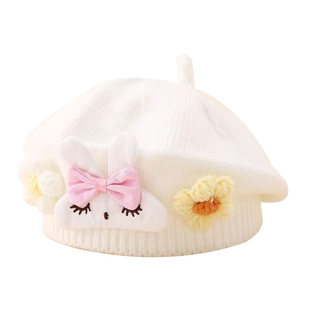 Flower Baby Beret Hat Soft Artist Painter Caps Cute Knitted Hat Infant Girls