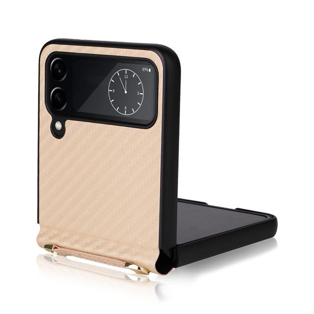 Противоударный защитный чехол из углеродного волокна для Samsung Galaxy Z Flip 4 5g Flip4 Flip 3 Flip3 Zflip3, простой ремешок для телефона, чехол