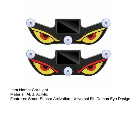Devil Eyes Car Light Solar Powered LED Dynamic Windshield Ambient Lamp USB-C Rechargeable