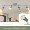 Plafonnier 4 Spots Orientables NETTLIFE - GU10 12W, Métal Gris, ampoule non fournie, pour Salon, Chambre, Cuisine, Couloir, Bureau