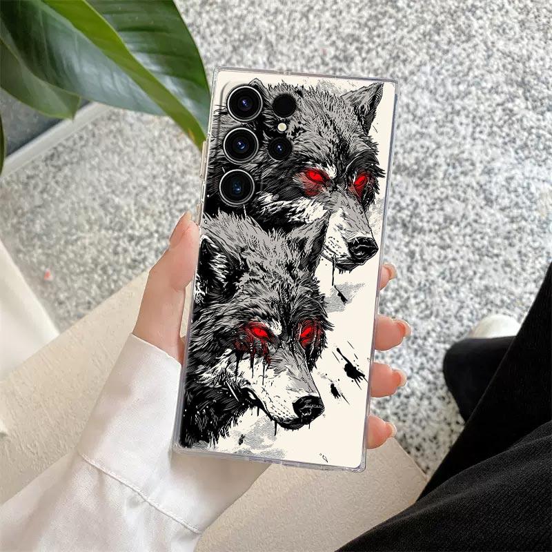 Прозрачный чехол Волк Лев Кот для Samsung Galaxy S26 S25 S24 S23 Ultra S20 S21 FE S22 Plus S26 Ultra S25FE 5G Мягкий чехол для телефона