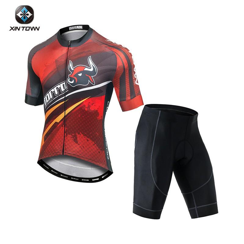 Mens Quick-Dry Cycling Jersey Shorts Set Road Bike Riding Sportswear