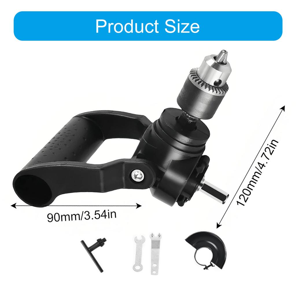 Right Angled Drill Chuck Adapter Antislip Multifunctional Drill Attachment Adapter Right Angled Drill Attachment Metal