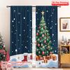 2pcs 2D Flat Printing Christmas Drapes Christmas Tree Snow Gifts_a Polyester Fabric Without Electricity Festive Holiday for