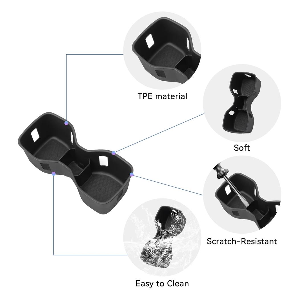 For Nissan Frontier 2022-2025 TPE Water Cup Holder Drink Storage Box Silicone Tray Organizer Car Interior Accessories Black