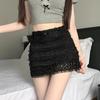 Sweet wind lace cake skirt women's summer anti-light hip skirt small versatile a-word skirt High Waist Pure White Mini Skirt