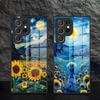 Чехол для телефона Ван Гог Звездные Подсолнухи для Samsung S26 S25 Edge Ultra 24 23 22 21 Ultra Plus Fe A55 56 15 4G 5G Стеклянный Чехол