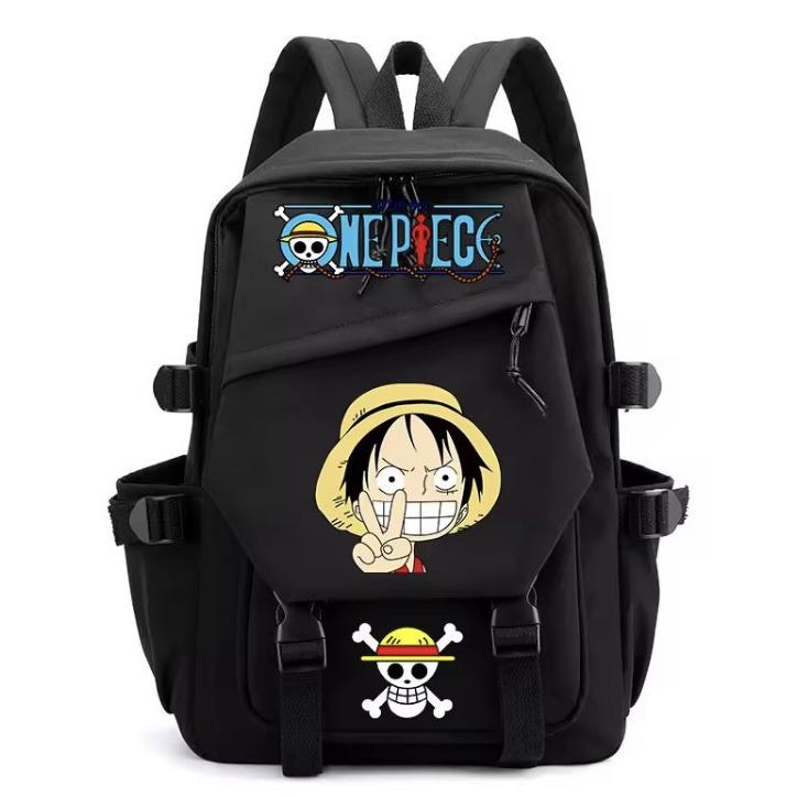 One Piece Luffy Backpack for Teens Boys Girls, Anime Cosplay School Bookbag College Student Travel Daypack Large Capacity Shoulder Bag Vintage Gift