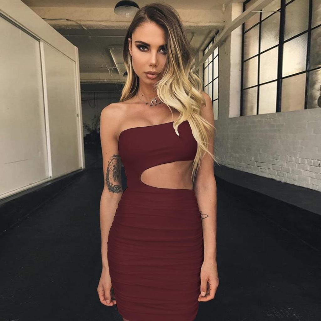 2025 Summer European & American Women's One-Shoulder Bodycon Dress - Sexy Nightclub Fashion Bestseller