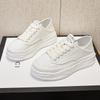 Кожаные белые туфли на толстой подошве, новые весенние женские повседневные универсальные кроссовки с плавной головкой