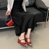 Pointed Sandals Women's 2025 Spring and Summer New Sexy Light Mouth Retro Red Wedge Heel High Heels Wedge Heel Sandals