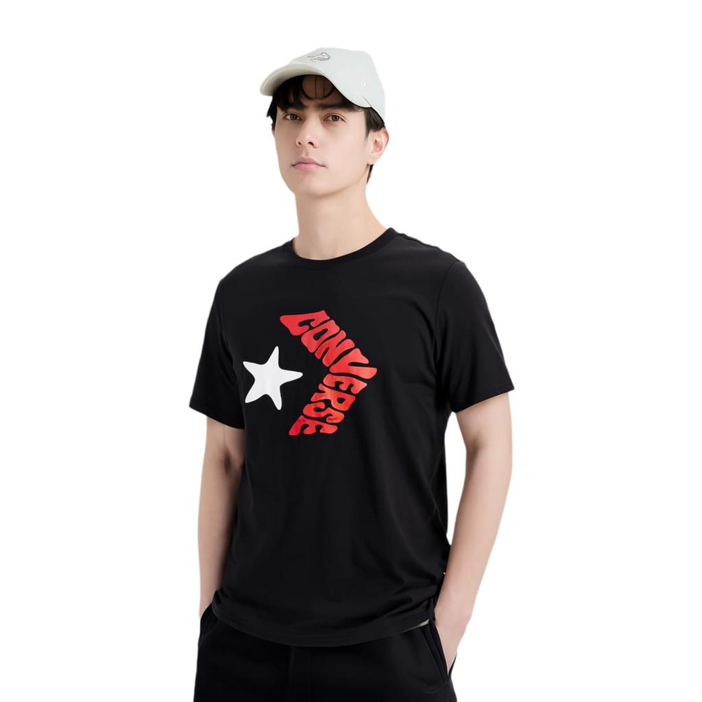 Converse Футболка с втачным рукавом Мужская Черная 10018870-A01
