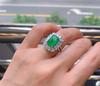 Jewelry Simulation Emerald Colored Treasure Retro Style Ring Creative Diamond-Encrusted Women'S Ring