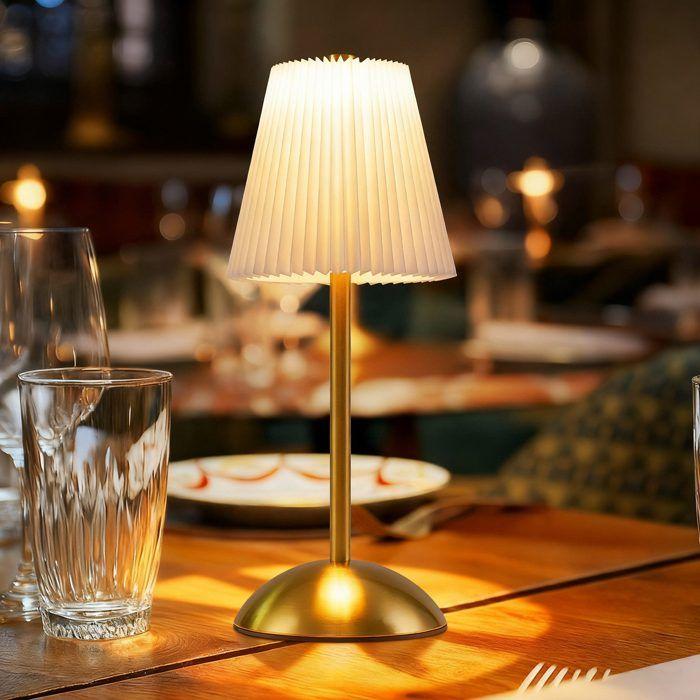 Lot de 2 lampes de table LED Nettlife à intensité variable, design en tissu doré