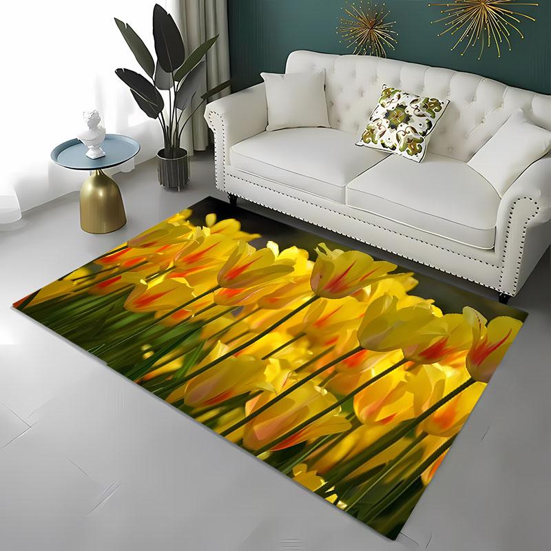 Красивый ковер с 3D-печатью тюльпанов для гостиной спальни Alfombra Противоскользящий мягкий ковер для зоны Диванный коврик Домашний коврик Декор Tapete