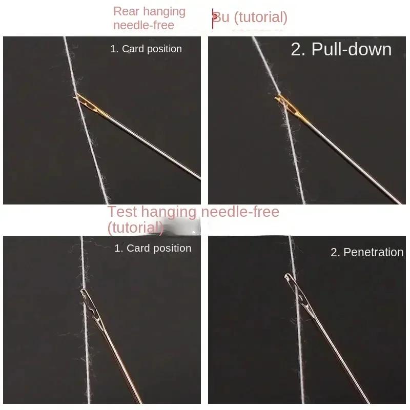 12/6pcs Blind Sewing Needles for Elderly Stainless Steel Big Hole Self Threading Needles DIY Beading Household Sewing Tools