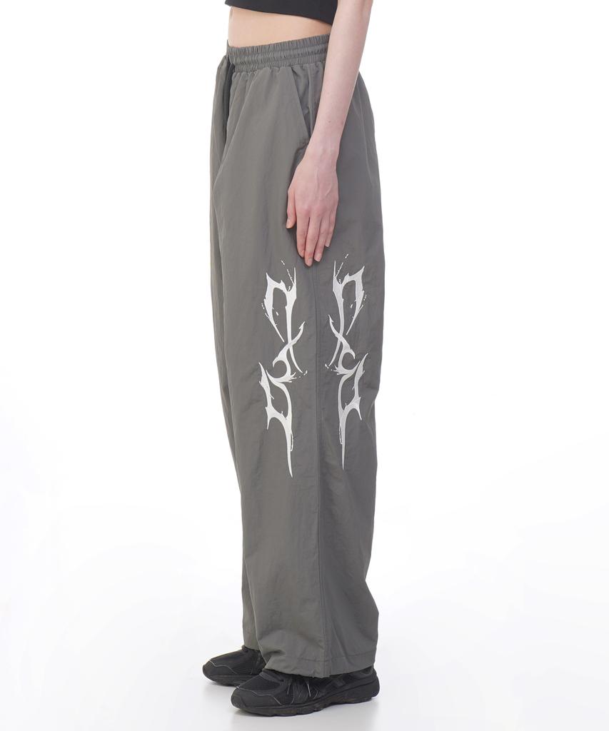 D.XO.H Thunder Embroidered Logo String Nylon Pants Charcoal