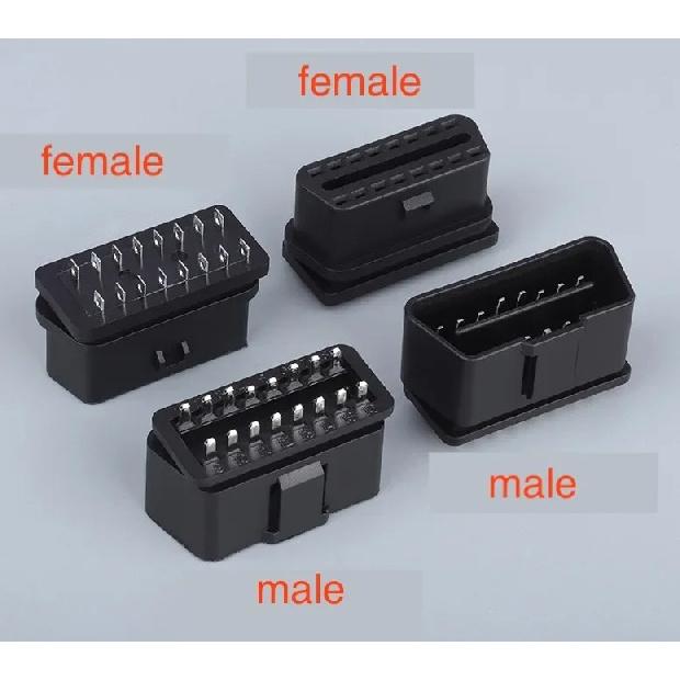 1pc Automobile car OBD2 OBDII 16pin male to female shell one to one extension plug assembly detachable connector housing