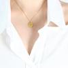 Idyllic Style Sweet And Cool Niche Design Fashionable Collarbone Chain Personalized Round Brand Pendant Relief Flower Letter Necklace