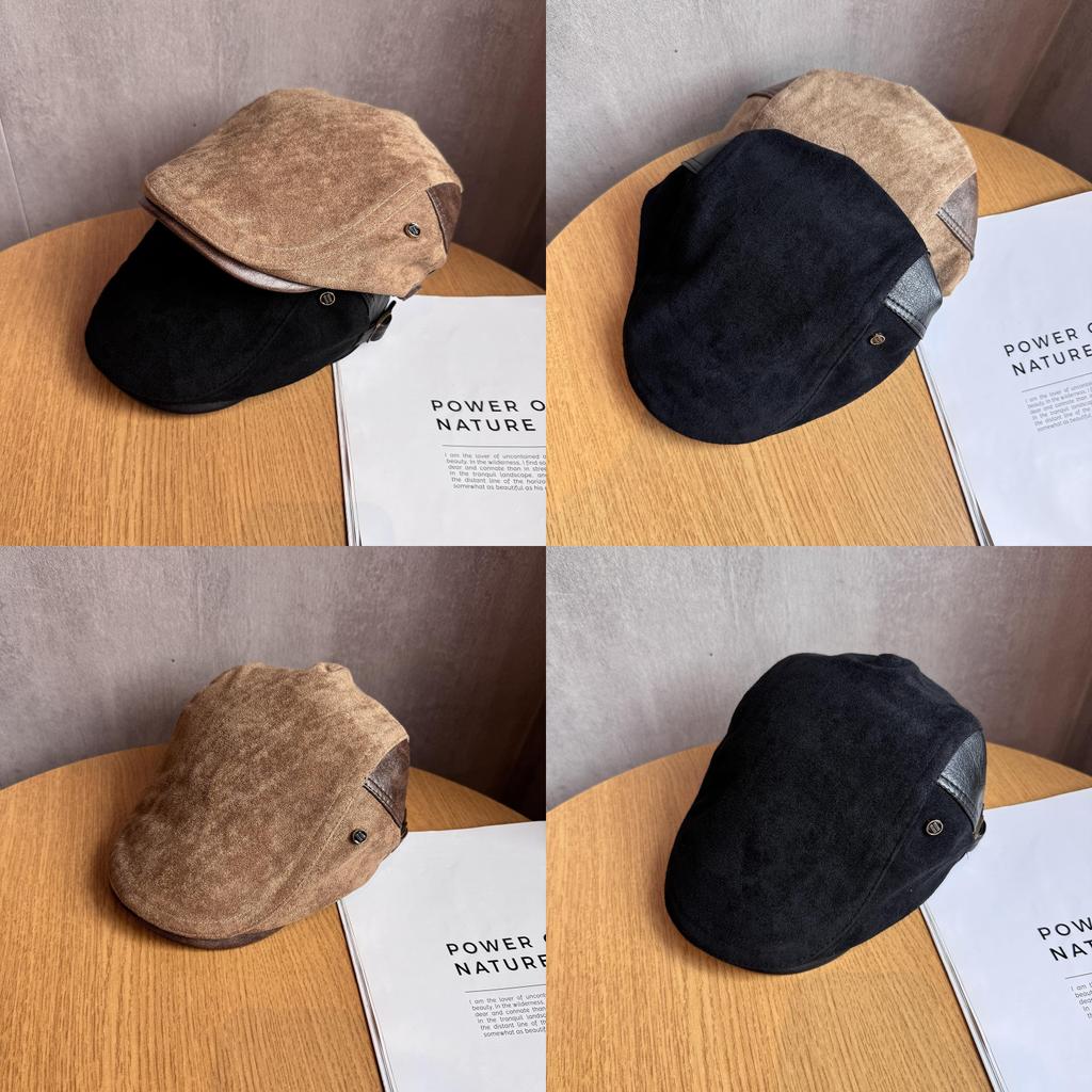 Solid Simple Retro Color Suede Neutral Casual Beret For Autumn Winter And