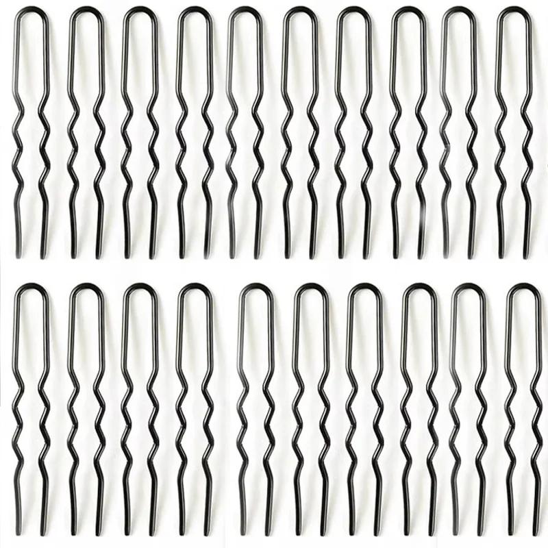 Women Invisible U-Shaped Hairpin Black Barrettes Wavy HairClip Girls Simply Hair Pins Metal Hair Grips Fashion Hair Accessories