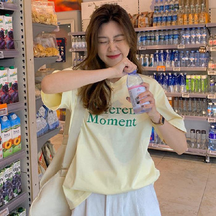 Summer new design short-sleeved t-shirt women's Korean version of letter-printed top round neck casual and loose