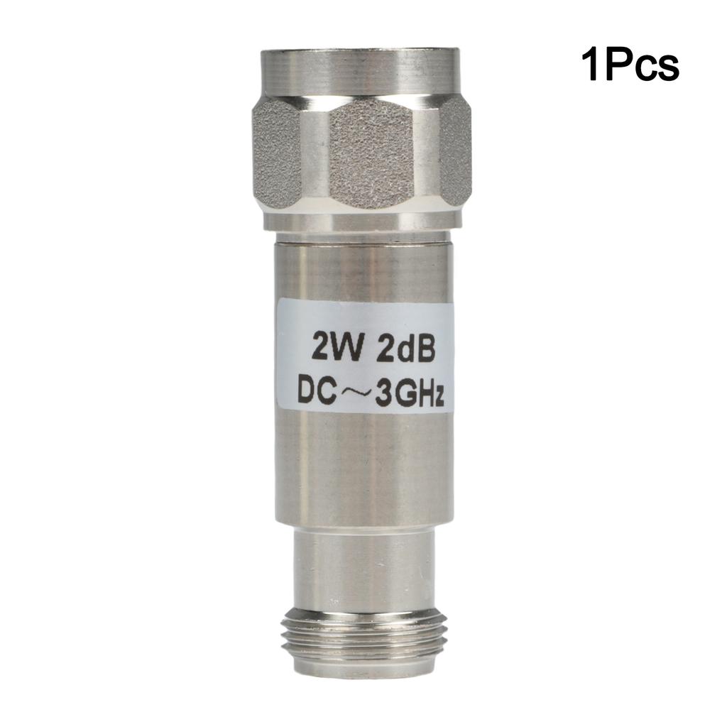 For Electronic Testing 2W 50 Ohm Attenuator Male To Female Attenuator Color Silver Standing Wave Ratio 1.20 Copper Plated