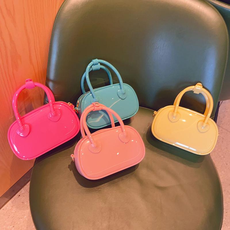 Женская летняя сумка-желе из ПВХ конфетного цвета, маленькая сумка через плечо, модная сумка с цепочкой и верхней ручкой, на молнии, сумка кроссбоди CLE