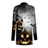 Женский кардиган с принтом Хэллоуина, нерегулярный, с длинными рукавами и карманной курткой