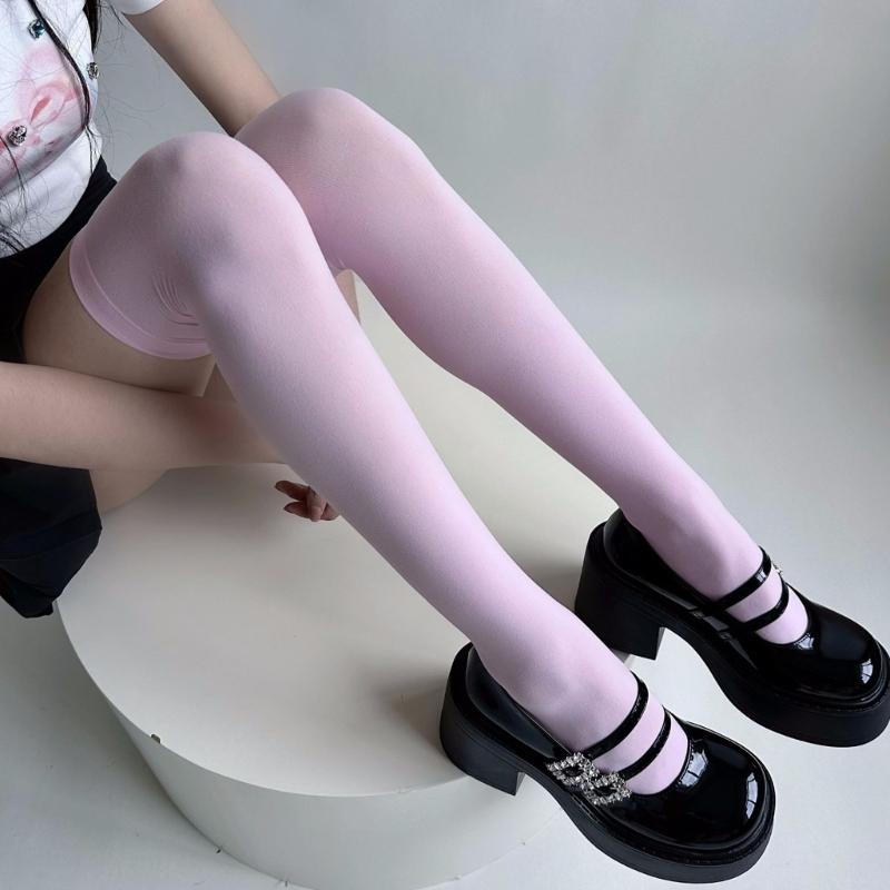 Аниме JK Девушка Цветные Непрозрачные Чулки для Женщин Шелковые Леггинсы Колготки Носки Косплей Выше Колена До Бедра Длинные Носки