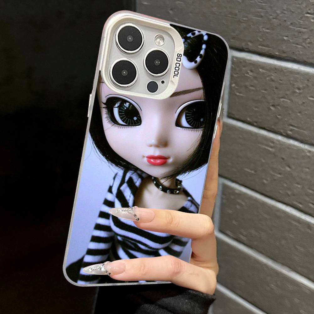 Japanese Korean Retro Doll Dark Baby Art Cover For iPhone 17Air 16 15 14 13 12 11 Pro Max X XS XR Plus Color Silver Phone case