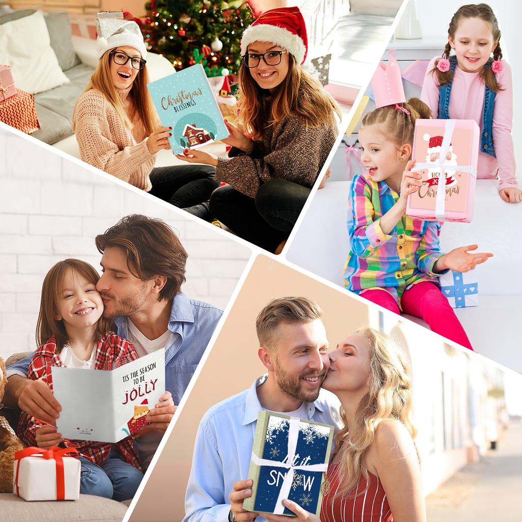 Merry Christmas Fold Greeting Cards with Envelope Xmas Party DIY Gifts Box Card for New Year Festival Decorations Navidad Noel