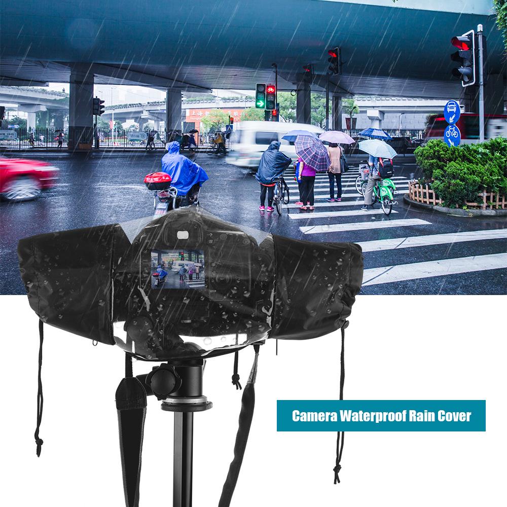 Standard Camera Waterproof Rain Cover Sleeve Protector Raincoat for Canon Nikon Sony DSLR Cameras Black