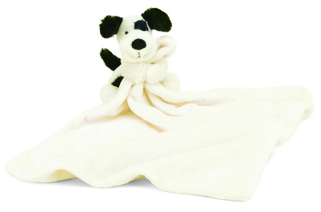 Jellycat Bashful Puppy Soother Plush Dog, 33cm, Black & Cream