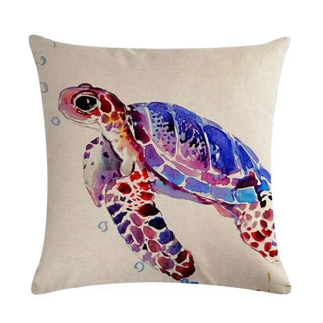 Ocean Breeze Turtle Pattern Double-Sided Printed Pillow Cover Short Plush Suitable Living Rooms Bedrooms Throw Cushion Cover