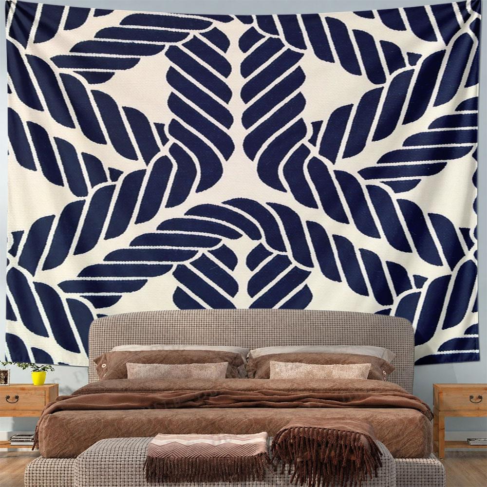 Geometric Navy Twisted Rope Pattern Pattern Wall Hanging Tapestry Decorative Tapestry Home Decor for Bedroom and Living Room