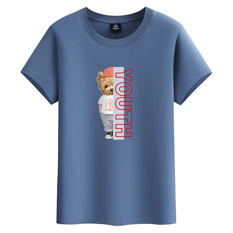 GMXIA Футболка с коротким рукавом из хлопка, мужская модная свободная рубашка с коротким рукавом, с принтом