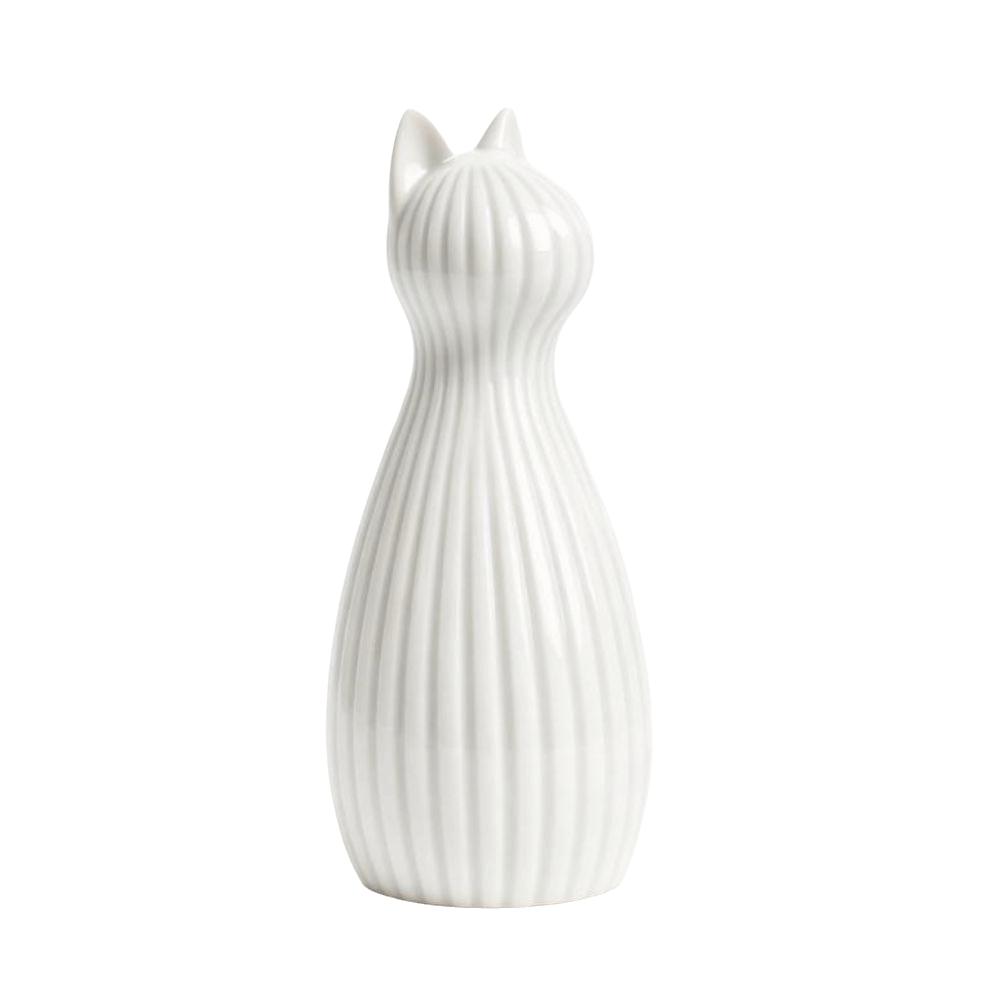 3D Printed Cat Statue Stripe Texture Pray Girl Sculpture Minimalist Tabletop Ornaments Home