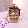 Light-Up Fruit Machine Spinner Keychain with Music and Magnet - Travel Souvenir Gift
