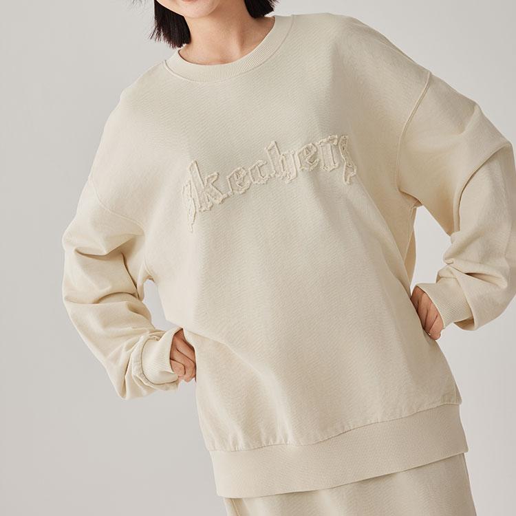 Skechers Sweatshirts Unisex Ivory White-001J Crew Neck Moderate Regular L325U046-001J