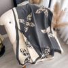 Double-Sided Flower Print Scarf Femininity Thickened High-End Warm Office Shawl Cape
